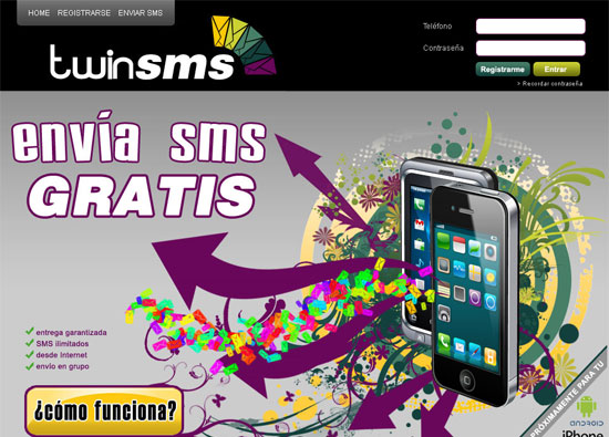 twinSMS - Envío de sms gratis - Publicidad sms